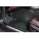 Cheap Black and Green Stitching Luxury Leather Diamond Car Floor Mats