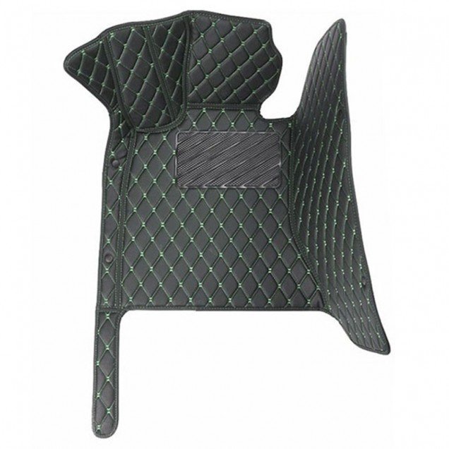 Cheap Black and Green Stitching Luxury Leather Diamond Car Floor Mats