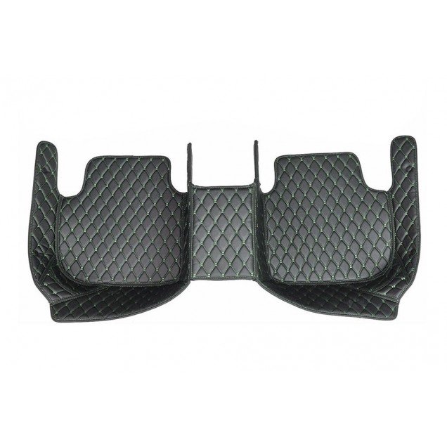 Cheap Black and Green Stitching Luxury Leather Diamond Car Floor Mats