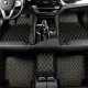 Cheap Black and Yellow Stitching Luxury Leather Diamond Car Floor Mats Cheap Black and Yellow Stitching Luxury Leather Diamond Car Floor Mats