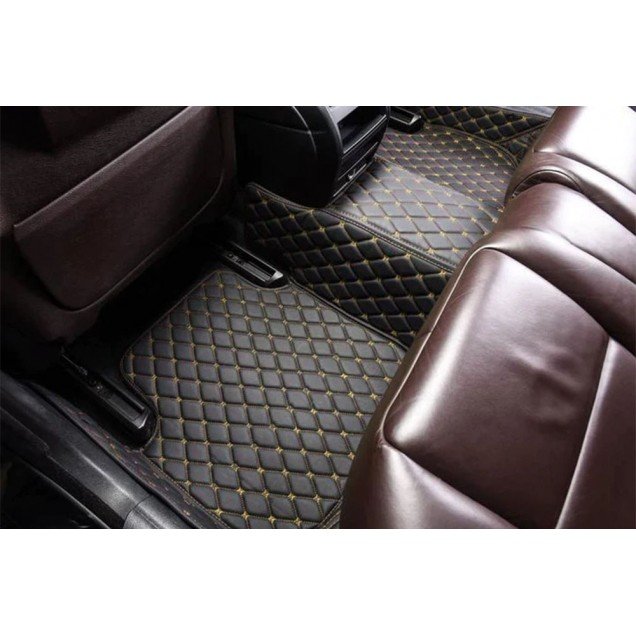 Cheap Black and Yellow Stitching Luxury Leather Diamond Car Floor Mats Cheap Black and Yellow Stitching Luxury Leather Diamond Car Floor Mats