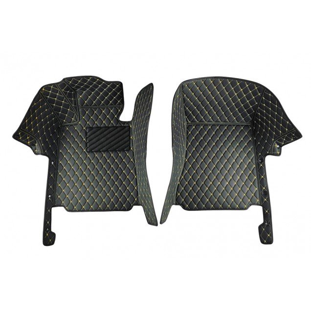Cheap Black and Yellow Stitching Luxury Leather Diamond Car Floor Mats Cheap Black and Yellow Stitching Luxury Leather Diamond Car Floor Mats