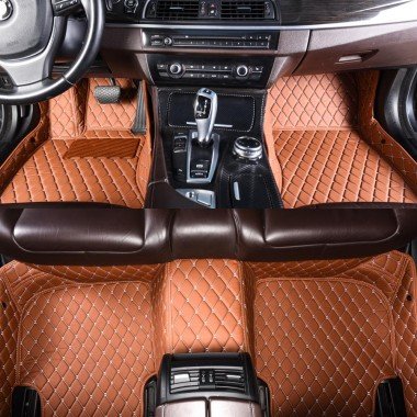 Cheap Brown Luxury Leather Diamond Car Floor Mats