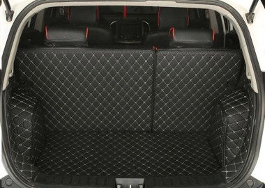 Cheap Black and White Stitching Full Cover Luxury Leather Diamond Trunk Car Mats