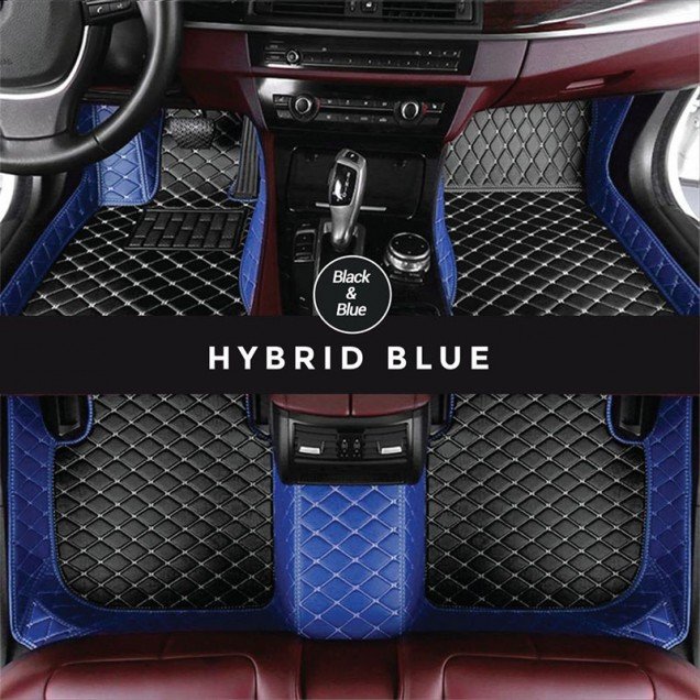 Cheap Black and Blue Hybrid Mode Premium Diamond Car Floor Mats Cheap Black and Blue Hybrid Mode Premium Diamond Car Floor Mats