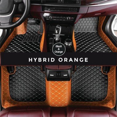 Cheap Black and Orange Hybrid Mode Premium Diamond Car Mats