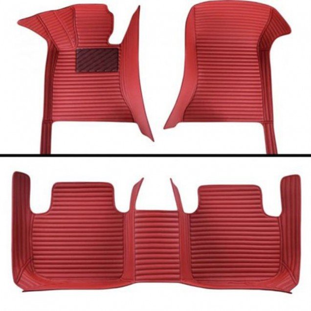 Cheap Maroon Luxury Leather Stripe Car Floor Mats Cheap Maroon Luxury Leather Stripe Car Floor Mats