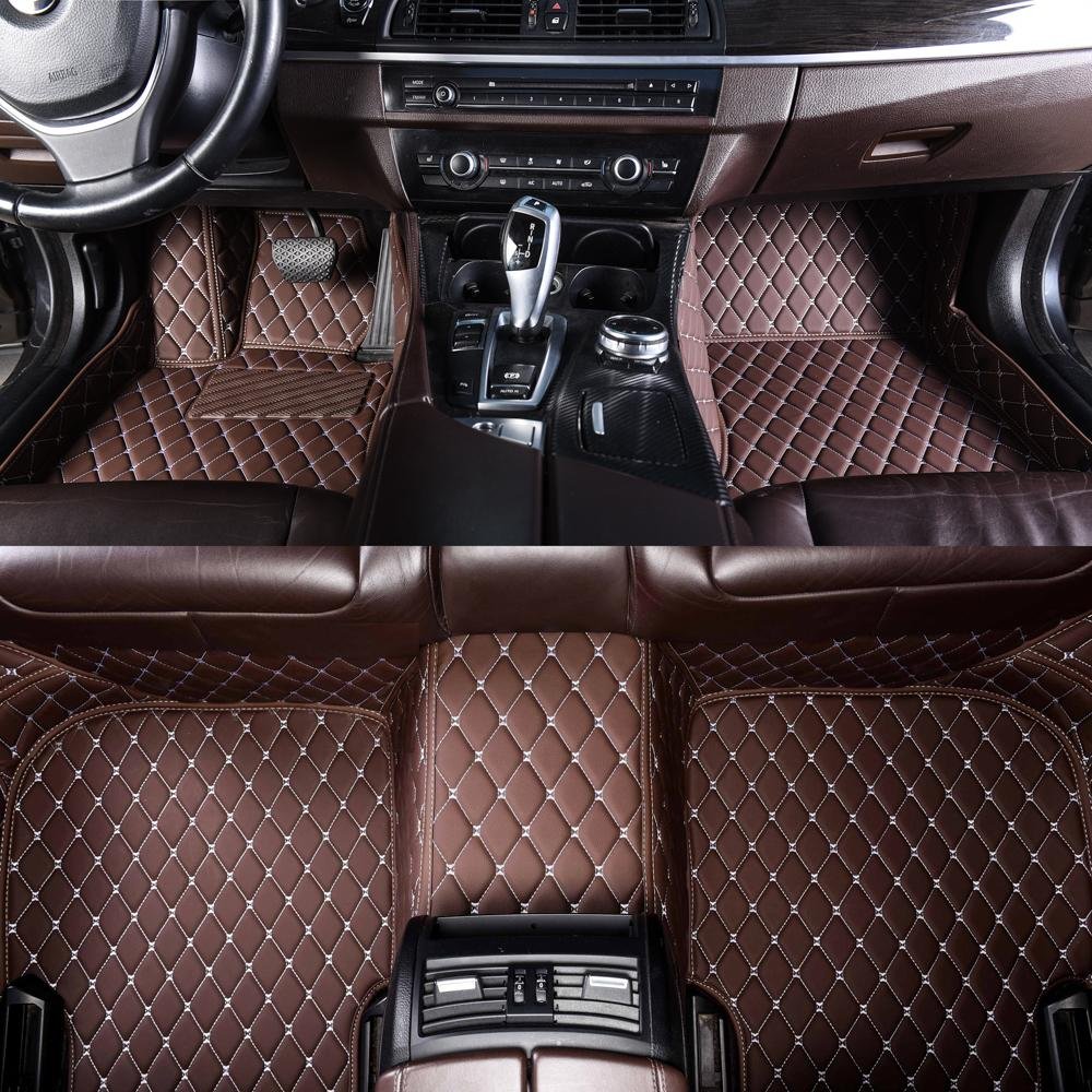 Cheap Dark Brown Luxury Leather Diamond Car Mats