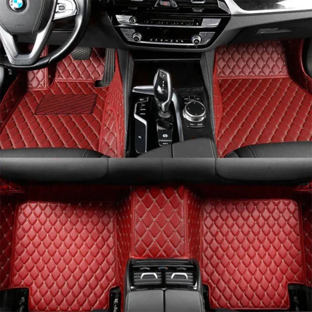 Cheap Wine Red Luxury Leather Diamond Car Mats