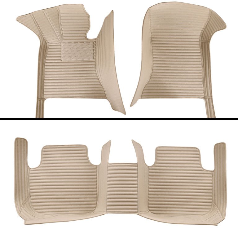 Cheap Beige Luxury Leather Stripe Car Mats